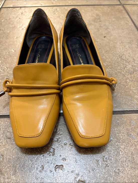 Shoes - Mustard Yellow Leather Loafers - Women